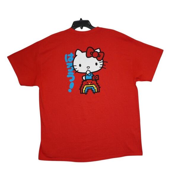 Hello Kitty x Girl Skateboards Red Graphic Tee – Size XL – Rainbow Pixel Art - Picture 2 of 2
